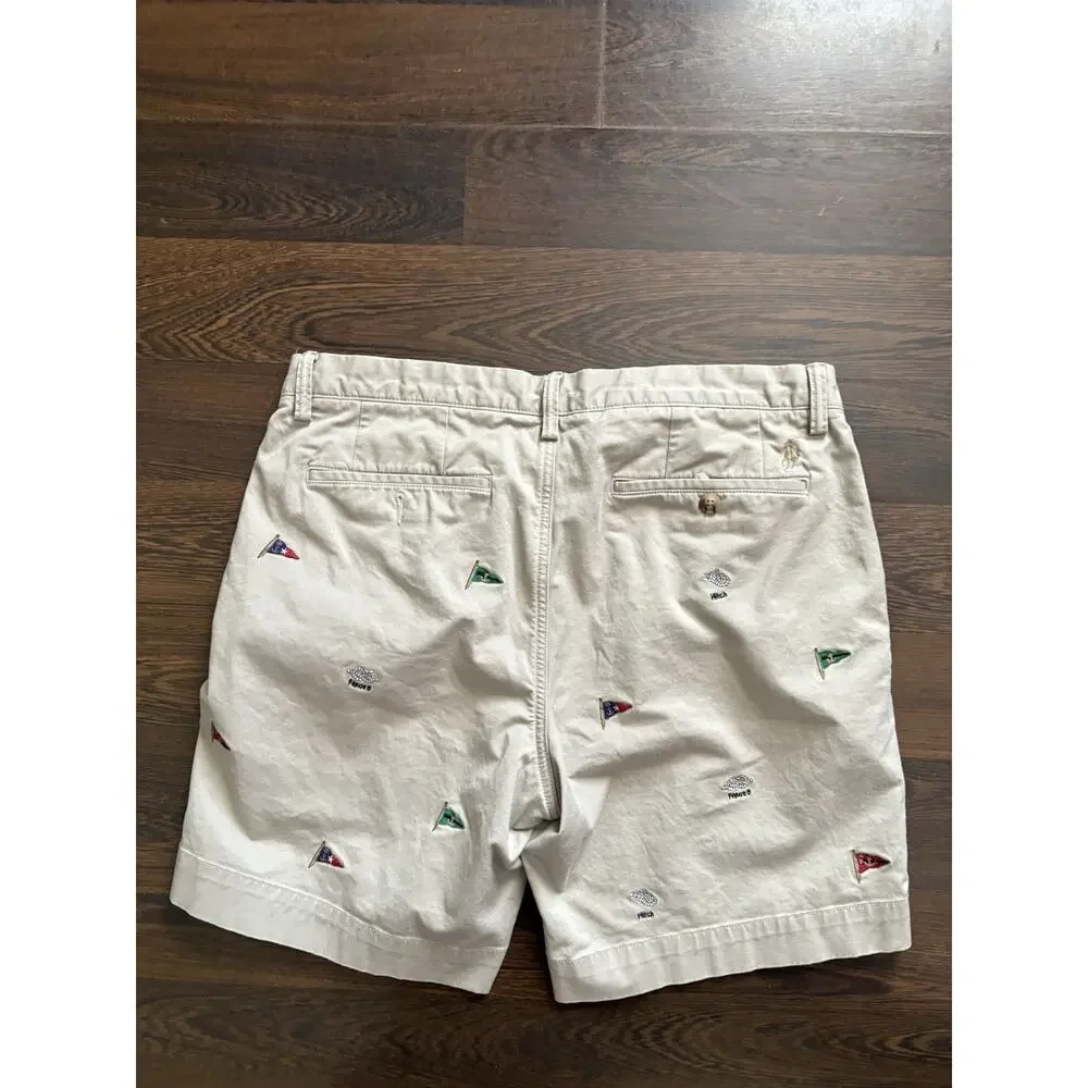 2022 Polo R.L Classic Chino Shorts Nautical Flags Knots Embroidered Waist 33